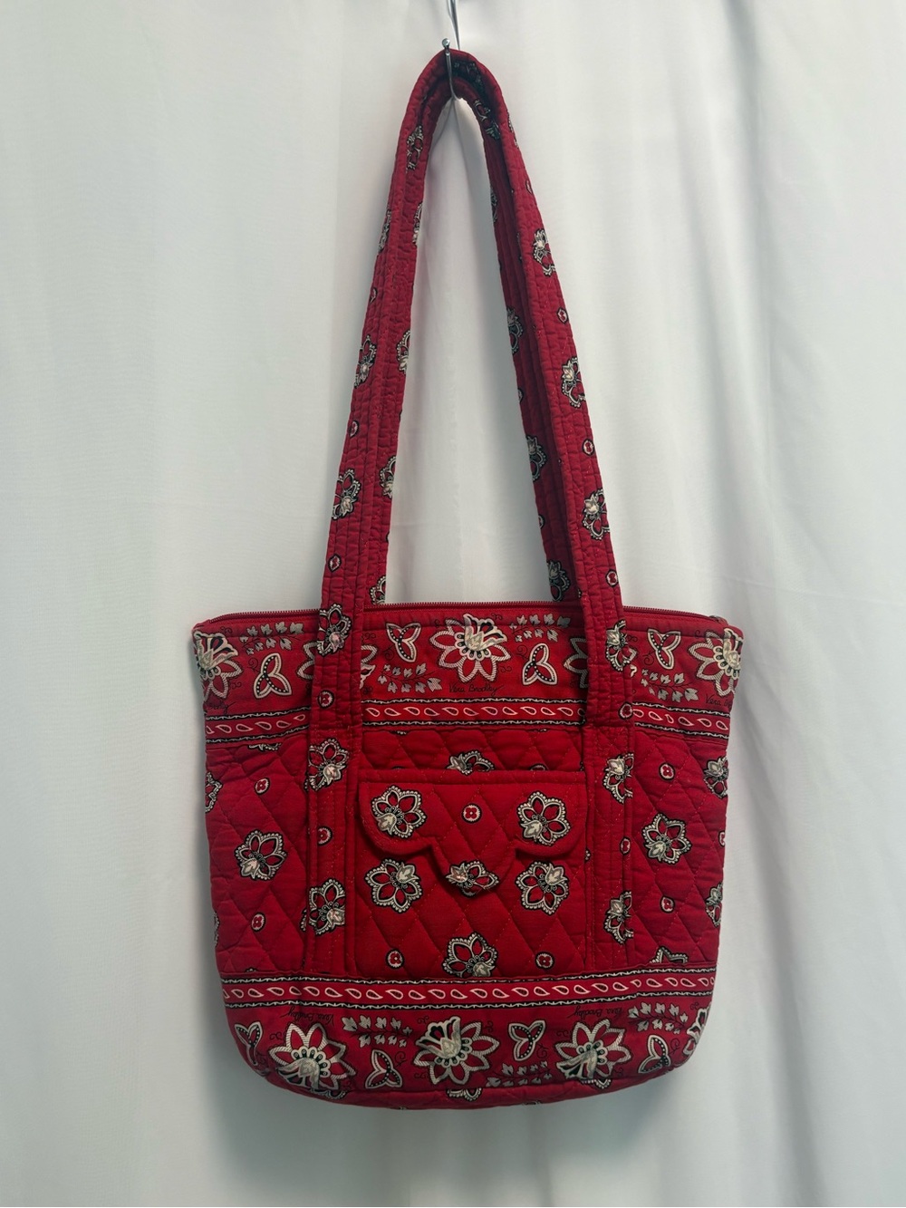 Vera Bradley red bandanna, styled quilted bag